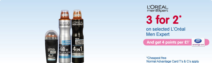 3 for 2 on Selected L'oreal men